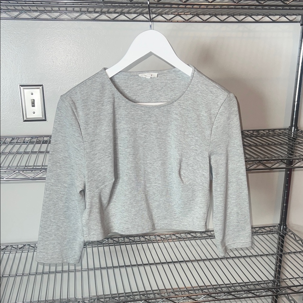 Mistress Rocks Gray Crop Top W/open back - Picture 2 of 4